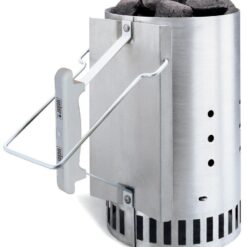 Cheminée d'allumage barbecue WEBER aluminium – Kit complet avec briquettes et allume-feux – D.19 cm