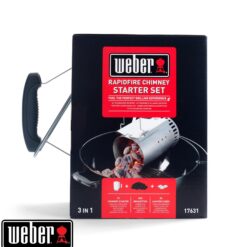 Cheminée d'allumage barbecue WEBER aluminium – Kit complet avec briquettes et allume-feux – D.19 cm