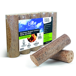 Pack de 5 bûches de bois EO2 densifiées JOUR