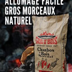 Charbon de bois Grill O'bois 50L – Qualité restaurant & combustion 50 min